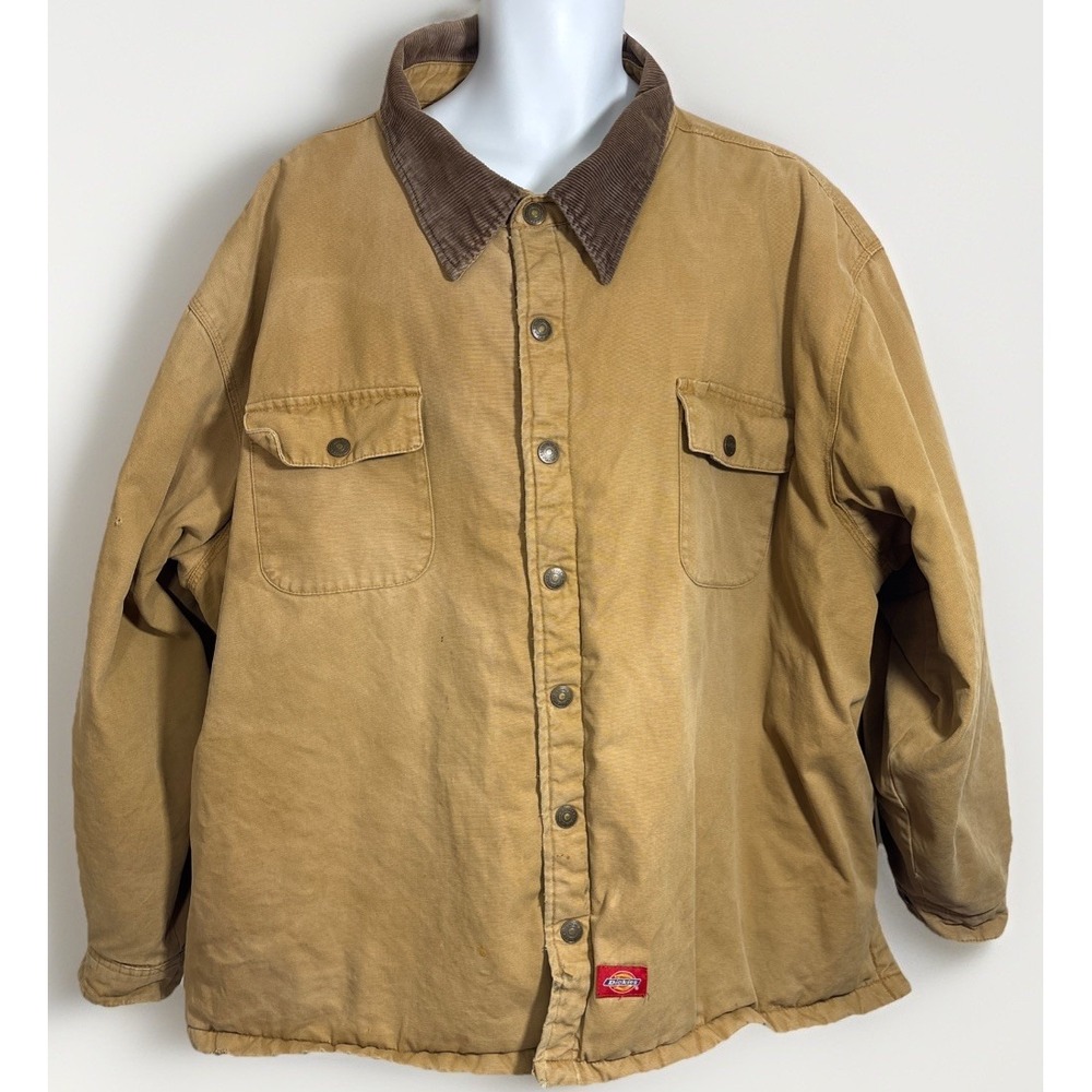 VTG Dickies Quilt Lined THRASHED‎ Chore Coat Mens (2-3XL) corduroy collar